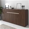 Dmora Credenza Beaufort 170x40x85h cm Marrone Noce un Cassetto Apertura Battente, Scorrevole, Madia 4 Ante