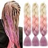 PORSMEER Extension parrucche accessori Treccie Africane Extension 24, 3 pezzi Ombre Kanekalon Jumbo Treccia Capelli treccia di scatola Per Crochet Twist Intrecciare I Capelli Biondo/rosa/viola