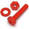 Caterpillar Red 20 x Viti a Testa Arrotondata Rossi Polipropilene (PP) Dadi e bulloni di plastica, M4 x 20mm, Rondelle