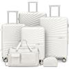 Joyway Set di bagagli 6 pezzi a guscio duro Leggero con 4 ruote e serratura TSA Il set di bagagli include 1 borsa da viaggio multifunzionale e 1 borsa da toilette Bianco