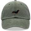 Cap Base Cappello da baseball vintage lavato unisex con immagine di salsiccia di Bassotto regolabile Cappello da papà, Oliva, One Size