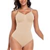Missluck Shapewear - Body da donna snellente, con tracolla regolabile, beige., L-XL