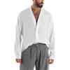 Giosal Camicia Uomo Relaxed Scollo-V Maniche Lunghe Viscosa Leggera Tinta Unita Vari Colori (IT, Testo, XL, Regular, Regular, Nero)