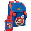 Super Mario Bros Super Mario - Schoolpack Zaino estensibile per scuola elementare + Astuccio triplo riempito 45 pezzi
