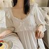 STJDM Camicia da Notte,Abito da Notte da Donna in Cotone Bianco Vintage in Pizzo da Donna Pigiameria da Principessa M White