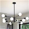Riohan Lampadario Moderno, Lampada a Soffitto Sputnik, Lampadario Puro Nero in Stile Fattoria, Plafoniera sopra il Tavolo, Lampada a Sospensione a 10 Fiamme per Sala da Pranzo, Soggiorno