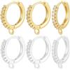 Beebeecraft 12 pz 2 Colori Huggie Hoop Orecchini Risultati 24K Oro e 925 Sterling Silver Placcato Zirconia Cubica Rotonda Orecchino Fili Leverback Orecchino Chiusure per Creazione di Gioielli