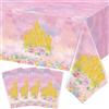 TYXIVO Set da 4 tovaglie "Principessa" - Tovaglia monouso rettangolare 130 x 218 cm con motivo floreale "Castello" per baby shower e feste di compleanno per bambine