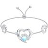 YAFEINI Bracciale in argento Sterling con stampa di zampe di cane e gatti con pietra di luna, regolabile, idea regalo per donne e ragazze, Argento sterling