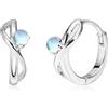 PHNIBIRD Orecchini a Cerchio di Infinity con pietra di luna da Donna Argento Orecchini Ipoallergenici per Idea Regalo per Compleanno Delicati Gioielli