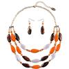 BOCAR Set Collana e Orecchini in Catena con Perline Acriliche, Stile Bohemien Casual per Donna, Idea Regalo( NK-10077-Russet Orange)