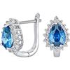 Bling Jewelry Classico Stile Vintage Cocktail Wedding Party Piccolo 1,5 CTW Simulazione Acquamarina Blu AAA CZ Aureola A Forma Di Pera Orecchini A Perno Per Donne Chiusura A Cerniera Dietro .925 Argento