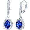 CONILOK Orecchini Pendenti da Donna con Zirconi- Orecchini Aureola Ovale in Argento 925 Ipoallergenico, Orecchini a Ciondolo Blu Navy Moda e Scintillanti, Gioielli Eleganti da Regalo per Lei