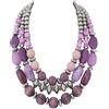 BOCAR Collana Statement Chunky a 3 Strati con Perline in Acrilico e Legno, Stile Boemo per Donna (NK-10625-Grape purple)