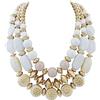 BOCAR Collana Statement Chunky a 3 Strati con Perline in Acrilico e Legno, Stile Boemo per Donna (NK-10625-White)