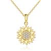 KECHO Gioielli da donna in oro giallo 14 k con girasole in oro fine You are My Sunshine, gioielli regalo per lei, Medio, Oro Giallo, Zirconie sintetico