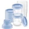 Philips Avent Set con 10 Vasetti da 180ml per la conservazione di latte e pappe e 2 adattatori
