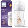 Avent Biberon Natural Response deco giraffa 260 ml, con tettarella flusso 3 (medio). Età consigliata: 3-6m. Biberon 1 pz: SCY903/66 - Philips Avent