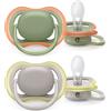 Avent 2 ciucci ultra air 6-18 mesi colore verde/grigio - philips avent