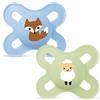MAM Original Start Succhietto 0-2 Mesi (Set da 2), Ciuccio MAM 0-2 mesi con tettarella ortodontica in silicone, Azzurro/Verde