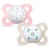 MAM Original Succhietto 2-6 Mesi (Set da 2), Ciuccio MAM 2-6 mesi con tettarella ortodontica in caucciù, Rosa/Neutro