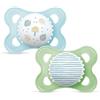 MAM Original Succhietto 2-6 Mesi (Set da 2), Ciuccio MAM 2-6 mesi con tettarella ortodontica in caucciù, Azzurro/Verde