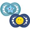 MAM Original Succhietto 6+ Mesi (Set da 2), Ciuccio MAM 6-16 mesi con tettarella ortodontica in silicone, Azzurro