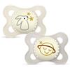 MAM Original Night Succhietto 2-6 Mesi (Set da 2), Ciuccio MAM 2-6 mesi che si illumina al buio con tettarella in caucciù, Neutro