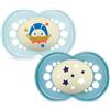 MAM Original Night Succhietto 6+ Mesi (Set da 2), Ciuccio MAM 6-16 mesi che si illumina al buio con tettarella in silicone, Azzurro