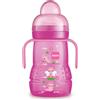 MAM Trainer 220 ml, Biberon acqua e latte per neonati 4+ mesi con tettarella antigoccia in Silicone, Rosa