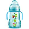 MAM Trainer 220 ml, Biberon acqua e latte per neonati 4+ mesi con tettarella antigoccia in Silicone, Azzurro