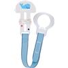 MAM Clip & Cover Catenella Portaciuccio, Catenella ciuccio 0+ mesi regolabile con chiusura a velcro e salvasucchietto, Azzurro