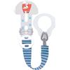 MAM Clip it! & Cover Catenella Portaciuccio, Catenella ciuccio 0+ mesi regolabile con anello rimovibile e con salvasucchietto, Azzurro