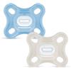 MAM Comfort Succhietto 0-3 mesi (Set da 2), Ciuccio MAM 0-3 mesi in 100% silicone con design unico, Azzurro/Neutro