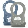 Nuvita Set 2 bavaglini arrotolabili in silicone - squashy 4370 powder blu / sage green - nuvita