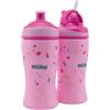 Nuby - confezione doppia: borraccia flip-it cup - 360 ml - rosa - 12m+ / borraccia free flow con beccuccio pop-up - 360 ml - rosa - 18m+