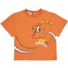 Mawi T-shirt jersey bimbo arancione con dinosauro