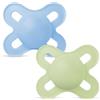 MAM Original Start Succhietto 0-2 Mesi (Set da 2), Ciuccio MAM 0-2 mesi con tettarella ortodontica in silicone, Azzurro/Verde