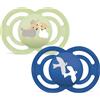MAM Perfect Confezione Doppia Succhietto 6+ Mesi (Set da 2), Ciuccio MAM 6-16 mesi in silicone per un sano sviluppo orale, Azzurro/Verde