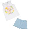 Mawi Set due pezzi jersey canotta + shorts bimba bianco/azzurro