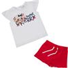 Mawi Set 2 pezzi t-shirt giro manica + pantaloncino bianco/rosso