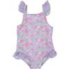 Mawi Costume intero bimba lilla stampato con frill