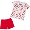 Mawi Pigiama maglietta e pantaloncino bimba bianco/rosso stampato