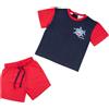 Mawi Set 2 pezzi maglietta mezza manica + pantaloncino bimbo rosso/blu