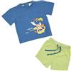 Mawi Set t-shirt + pantaloncino blu/verde shark