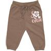 Mawi Pantalone felpato bimba marrone stampato