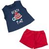 Mawi Set 2 pezzi jersey canotta e shorts bimbo blu/rosso