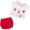 Mawi Set 2 pezzi t-shirt e pantaloncino bimba floreale bianco/rosso
