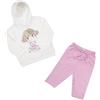 Mawi Set 2 pezzi felpa + pantalone bimba bianco/rosa