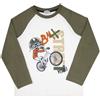 Mawi T-shirt manica lunga raglan bimbo bicolor bianco/verde